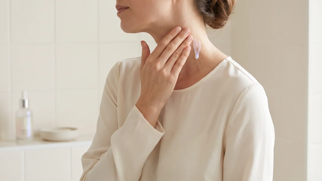 Boyun bölgesine serum ve krem uygulaması